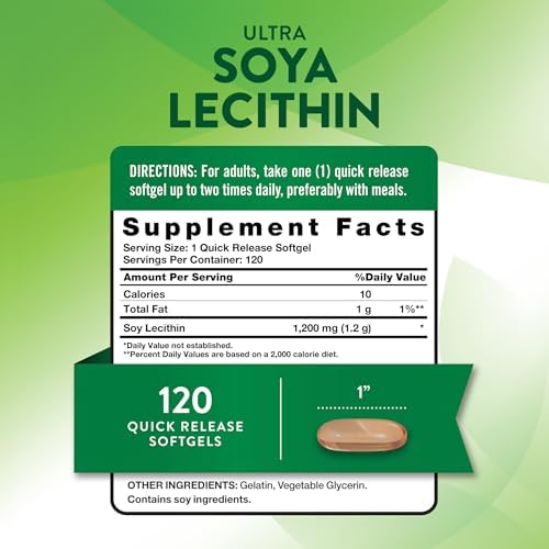 Lecitina de Soja Ultra 1200 mg de Nature's Truth | 120 Cápsulas Blandas | Suplemento Sin OGM y Sin Gluten - imagen 2