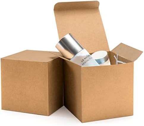 Cajas de Regalo ValBox 4x4x4 Marrón 50PCS de Papel Kraft con Tapa para Regalos, Manualidades, Cupcakes y Fiestas, Fáciles de Armar - imagen 1