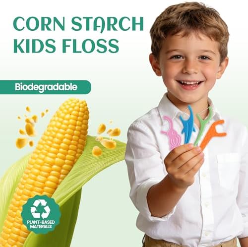 Lakeyface 200 Hilos Dentales Biodegradables para Niños, Sabor Fresa, Ecológicos y Veganos - 4 Divertidos Diseños de Animales, Sin Flúor ni BPA - imagen 2