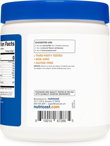 Polvo de Citrato de Sodio Nutricost 1LB (16oz) - Grado Alimenticio, No GMO - Emulsificante, Mejorador de Sabor Natural, Conservador Alimentario - imagen 4