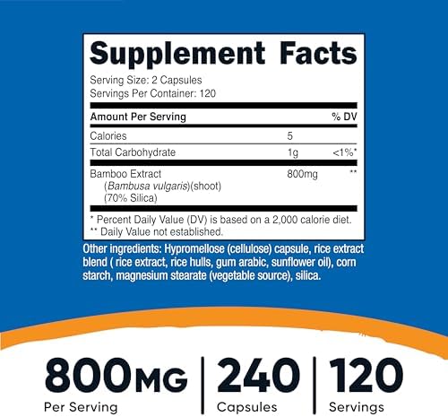 Extracto de Bambú Nutricost, 400 mg, 240 Cápsulas - Vegano, Sin Gluten y No Modificado Genéticamente - 120 Porciones con 800 mg - imagen 2
