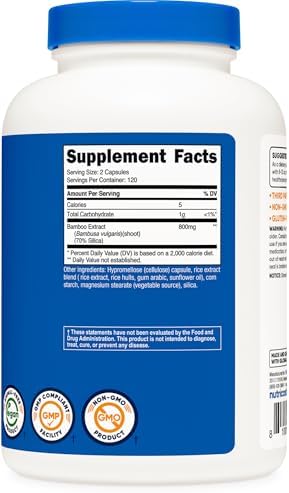 Extracto de Bambú Nutricost, 400 mg, 240 Cápsulas - Vegano, Sin Gluten y No Modificado Genéticamente - 120 Porciones con 800 mg - imagen 5