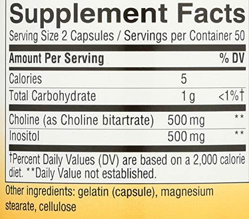 Choline e Inositol de Nature's Way, Salud Cerebral*, Energía Celular*, 1,000 mg por Porción, 100 Cápsulas - imagen 3