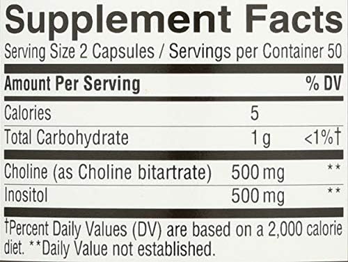 Choline e Inositol de Nature's Way, Salud Cerebral*, Energía Celular*, 1,000 mg por Porción, 100 Cápsulas - imagen 4