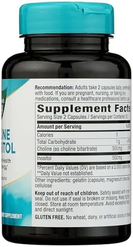 Choline e Inositol de Nature's Way, Salud Cerebral*, Energía Celular*, 1,000 mg por Porción, 100 Cápsulas - imagen 7