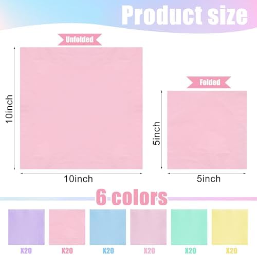120 Piezas de Servilletas de Fiesta Arcoíris - Desechables de 3 Capas en Colores Pastel para Bebés, Cumpleaños, Bodas y Fiestas de Unicornio - imagen 2