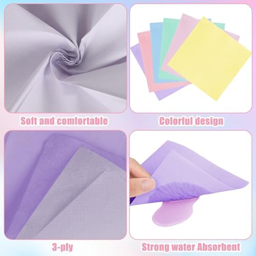 120 Piezas de Servilletas de Fiesta Arcoíris - Desechables de 3 Capas en Colores Pastel para Bebés, Cumpleaños, Bodas y Fiestas de Unicornio - imagen 3