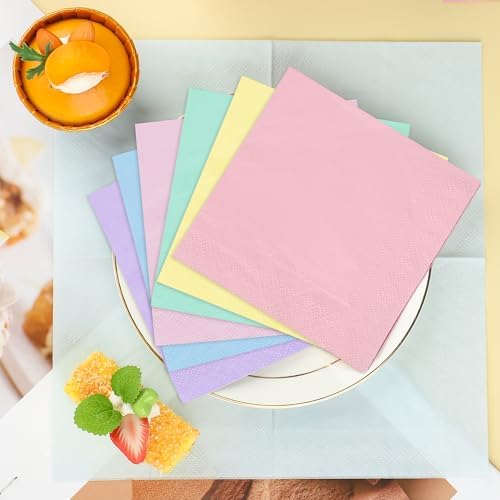 120 Piezas de Servilletas de Fiesta Arcoíris - Desechables de 3 Capas en Colores Pastel para Bebés, Cumpleaños, Bodas y Fiestas de Unicornio - imagen 5