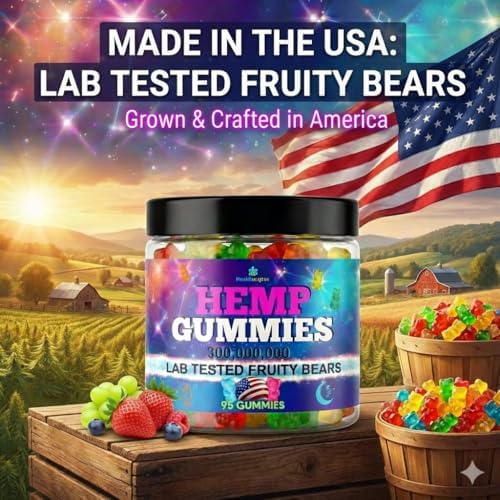 Gomitas de Cáñamo para Dormir y Relajarse - Caramelos de Osito Frutales - Hecho en EE. UU. - Probadas en Laboratorio - 95 Gomitas - imagen 3