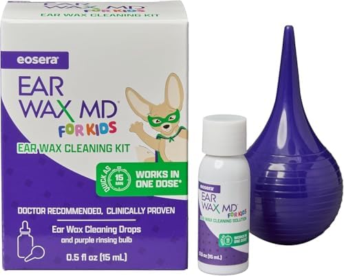 Kit de Limpieza de Cerumen para Niños eosera - 15 mL - Gotas Disolventes de Cerumen con Bulbo de Enjuague - Kit de Limpieza Rápido - Edades 2+ - imagen 1