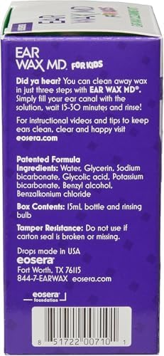 Kit de Limpieza de Cerumen para Niños eosera - 15 mL - Gotas Disolventes de Cerumen con Bulbo de Enjuague - Kit de Limpieza Rápido - Edades 2+ - imagen 6