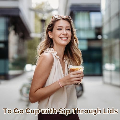 Haayeicai 50 Piezas de Vasos Plásticos Transparentes de 16 Oz con Tapas Sin Popote, Vasos Desechables para Café Helado, Smoothies y Bebidas Frías - imagen 2
