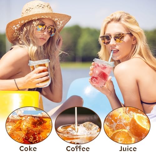 Haayeicai 50 Piezas de Vasos Plásticos Transparentes de 16 Oz con Tapas Sin Popote, Vasos Desechables para Café Helado, Smoothies y Bebidas Frías - imagen 4