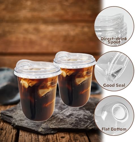 Haayeicai 50 Piezas de Vasos Plásticos Transparentes de 16 Oz con Tapas Sin Popote, Vasos Desechables para Café Helado, Smoothies y Bebidas Frías - imagen 6