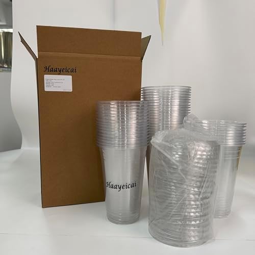 Haayeicai 50 Piezas de Vasos Plásticos Transparentes de 16 Oz con Tapas Sin Popote, Vasos Desechables para Café Helado, Smoothies y Bebidas Frías - imagen 7