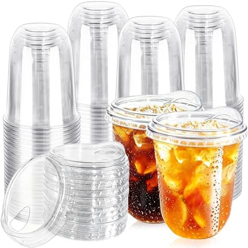 Haayeicai 50 Piezas de Vasos Plásticos Transparentes de 16 Oz con Tapas Sin Popote, Vasos Desechables para Café Helado, Smoothies y Bebidas Frías - imagen 8