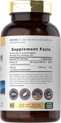 Carlyle Calcio 1200mg con Vitamina D3 | 300 Tabletas | Suplemento No Transgénico, Sin Gluten y Vegetariano - imagen 2