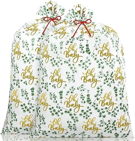 Yingzhao 2 Pzs Bolsa Gigante para Regalos 80 x 60 in para Baby Shower, Bicicleta, Eucalipto, Ideal para Cumpleaños y Fiestas - imagen 1