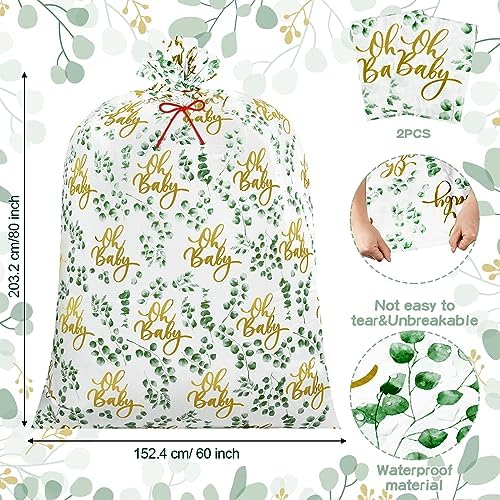Yingzhao 2 Pzs Bolsa Gigante para Regalos 80 x 60 in para Baby Shower, Bicicleta, Eucalipto, Ideal para Cumpleaños y Fiestas - imagen 2