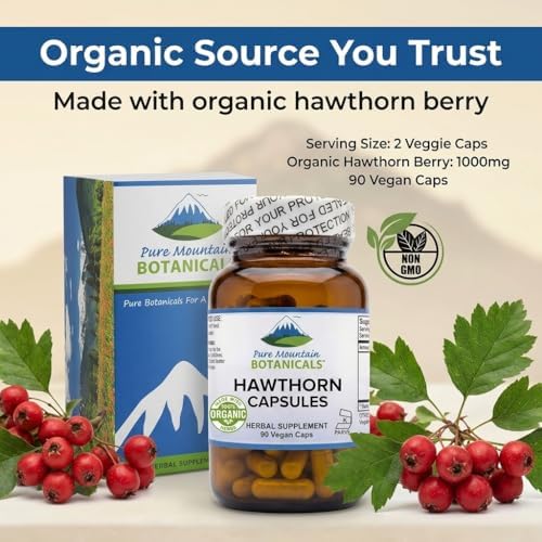 Cápsulas de Baya de Espino de Pure Mountain Botanicals - Suplemento Orgánico de 1000mg por Porción - 90 Cápsulas Veganas para la Salud Cardiovascular - imagen 3