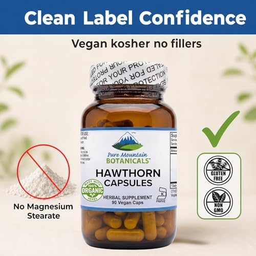 Cápsulas de Baya de Espino de Pure Mountain Botanicals - Suplemento Orgánico de 1000mg por Porción - 90 Cápsulas Veganas para la Salud Cardiovascular - imagen 4
