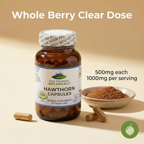 Cápsulas de Baya de Espino de Pure Mountain Botanicals - Suplemento Orgánico de 1000mg por Porción - 90 Cápsulas Veganas para la Salud Cardiovascular - imagen 5