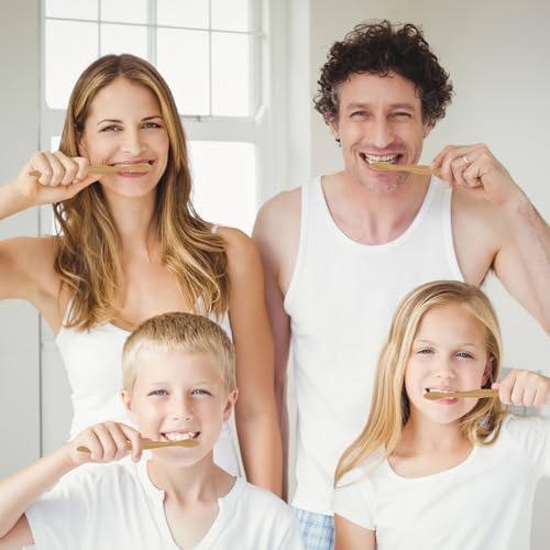 DEBETOOL Paquete de 12 Cepillos de Dientes de Bambú - Cepillos de Cerdas de Jabalí Naturales para Salud de Encías y Blanqueamiento Dental, Cepillos - imagen 8