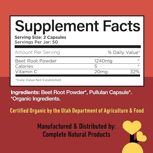 Cápsulas de Raíz de Betabel Orgánico 620mg | 100 Unidades | Polvo de Betabel Puro | Suplemento Vegano, No Transgénico, a Base de Plantas | Hecho en - imagen 6