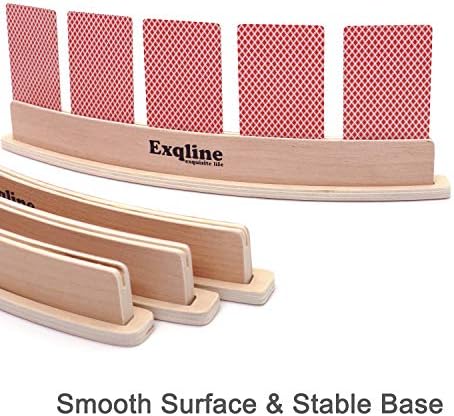 Soporte de Cartas Curvado de Madera Exqline, Juego de 4 para Niños, Adultos y Personas Mayores - 13.4 pulgadas con Base Ancha y Estable para Bridge, - imagen 2