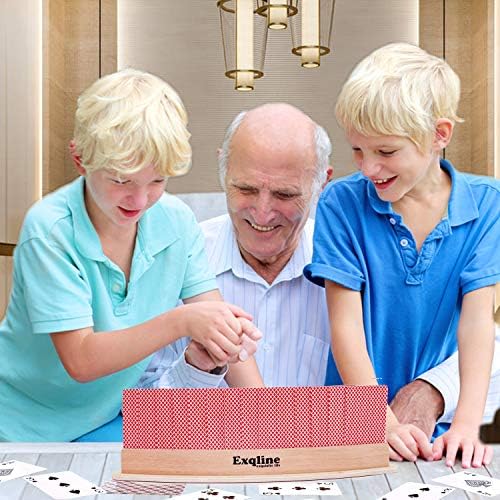 Soporte de Cartas Curvado de Madera Exqline, Juego de 4 para Niños, Adultos y Personas Mayores - 13.4 pulgadas con Base Ancha y Estable para Bridge, - imagen 6