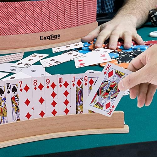 Soporte de Cartas Curvado de Madera Exqline, Juego de 4 para Niños, Adultos y Personas Mayores - 13.4 pulgadas con Base Ancha y Estable para Bridge, - imagen 7