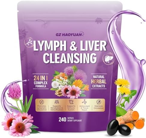 Suplemento para Drenaje Linfático, Limpieza y Reparación del Hígado, Mezcla Herbal 24 en 1 con Equinácea, Diente de León, Bardana, Bromelina, - imagen 1