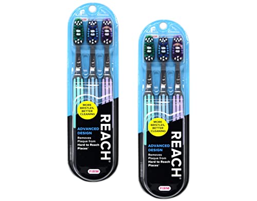 Cepillos de Dientes Reach Advanced Design, Colores Variados, Paquete de 3 (2 Paquetes) Total 6 Cepillos - imagen 1