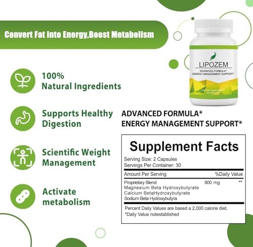 Suplementos Avanzados de BHB, Apoyo Natural para el Control de Peso, Probado por Terceros, Vegano, Sin Gluten, No OGM, 60 Cápsulas - imagen 5