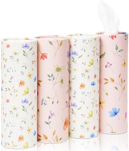 Juego de 4 Soportes de Tejido de Flores Silvestres Rosadas con 200 Paquetes de 3 Capas - Perfecto para el Portavasos del Auto, Regalos Lindos para el - imagen 1