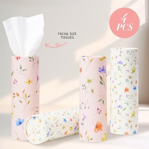 Juego de 4 Soportes de Tejido de Flores Silvestres Rosadas con 200 Paquetes de 3 Capas - Perfecto para el Portavasos del Auto, Regalos Lindos para el - imagen 2