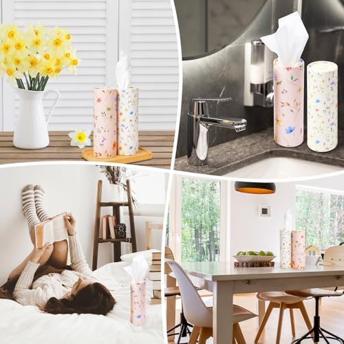Juego de 4 Soportes de Tejido de Flores Silvestres Rosadas con 200 Paquetes de 3 Capas - Perfecto para el Portavasos del Auto, Regalos Lindos para el - imagen 8