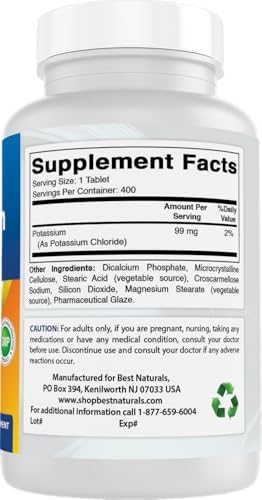 Suplemento de Cloruro de Potasio Best Naturals 99mg 400 Tabletas - Probado por Laboratorio Independiente - imagen 6