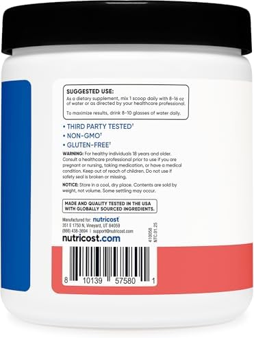 Creatina Monohidratada Nutricost + Hidratación Sabor Sandía (30 Porciones) - 7 Vitaminas y Minerales, 5000mg de Creatina por Porción - imagen 4