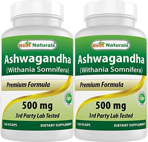 Extracto de Ashwagandha Best Naturals 500 Mg 120 Cápsulas (Paquete de 2) - imagen 1