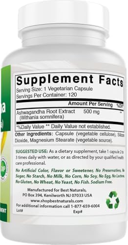 Extracto de Ashwagandha Best Naturals 500 Mg 120 Cápsulas (Paquete de 2) - imagen 6