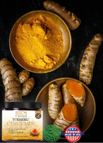 Reddy Naturals Polvo de Cúrcuma Curcumina con Pimienta Negra Piperina – 95% Curcuminoides – Sabor a Miel – Soporte para Articulaciones y Movilidad – - imagen 4