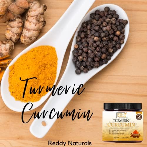 Reddy Naturals Polvo de Cúrcuma Curcumina con Pimienta Negra Piperina – 95% Curcuminoides – Sabor a Miel – Soporte para Articulaciones y Movilidad – - imagen 5