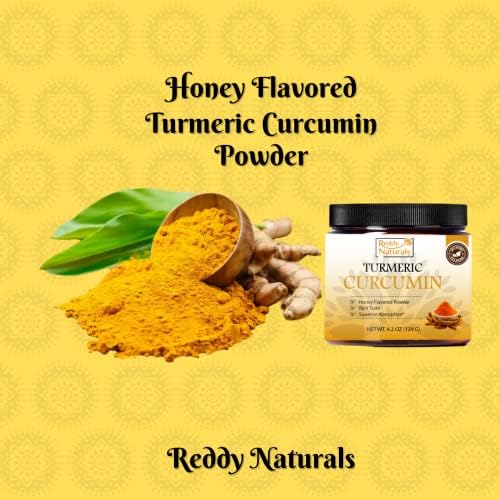 Reddy Naturals Polvo de Cúrcuma Curcumina con Pimienta Negra Piperina – 95% Curcuminoides – Sabor a Miel – Soporte para Articulaciones y Movilidad – - imagen 6