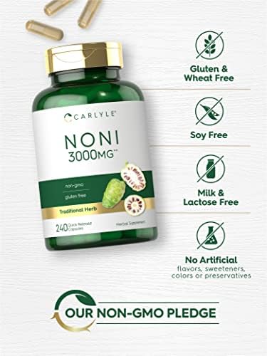 Cápsulas de Noni Carlyle | 240 Unidades | Suplemento Herbal Tradicional | Sin OGM, Libre de Gluten - imagen 4