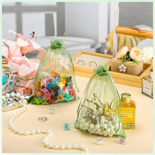 Bolsitas de Organza Verde Salvia 120PCS 5 x 7 Pulgadas con Cierre para Regalos, Joyas, Dulces - Boda, Baby Shower, Cumpleaños, Favor de Fiesta - imagen 5