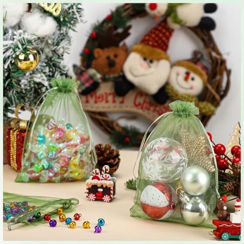 Bolsitas de Organza Verde Salvia 120PCS 5 x 7 Pulgadas con Cierre para Regalos, Joyas, Dulces - Boda, Baby Shower, Cumpleaños, Favor de Fiesta - imagen 7