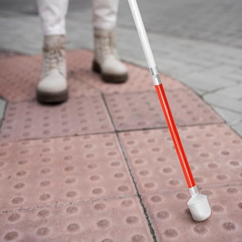 Bastón Blanco y Rojo Plegable para Ciegos con Punta de Bola de Malvavisco | Bastón de Movilidad Reflectante para Personas con Discapacidad Visual - imagen 5