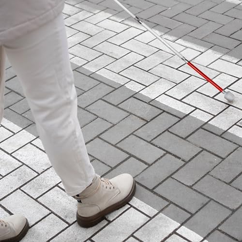 Bastón Blanco y Rojo Plegable para Ciegos con Punta de Bola de Malvavisco | Bastón de Movilidad Reflectante para Personas con Discapacidad Visual - imagen 6