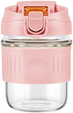 Botella Mezcladora de Vidrio LifmPlay de 12oz, Botella de Borosilicato a Prueba de Fugas para Batidos de Proteína con Bola de Acero Inoxidable - imagen 1